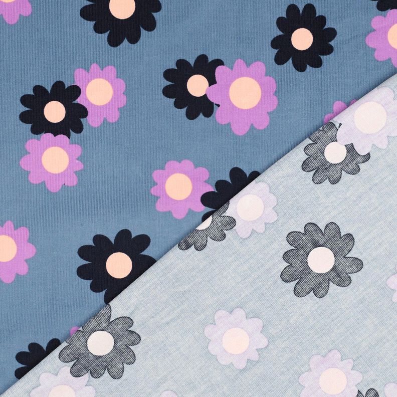 Bombazine para bebé Flores | Poppy Fabrics – azul ganga/lavanda,  image number 4