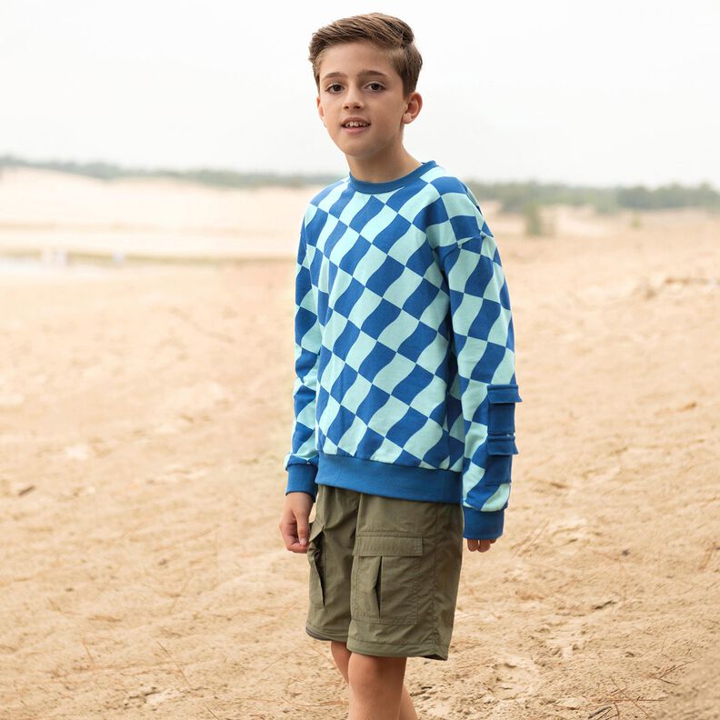 Softsweat Xadrez ondulado | Poppy Fabrics – azul real/azul-gelo,  image number 5