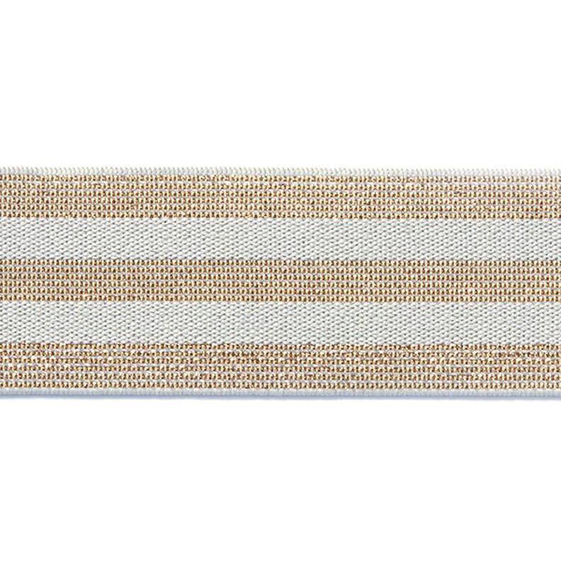 Elástico às riscas [40 mm] – cinzento claro/dourado,  image number 1