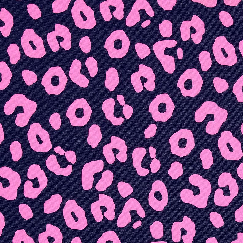 French Terry Sweat de verão Jeanslook com estampado Leo neon – azul-noite/rosa vivo,  image number 1