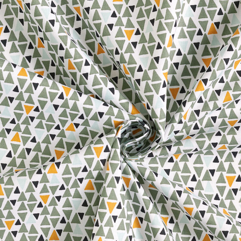 Tecido de algodão Cretone Mini triângulos – verde amarelado/branco,  image number 3