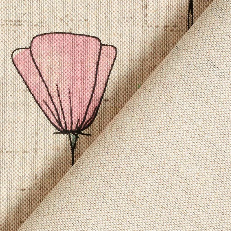 Tecido para decoração Meio linho Panamá flores secas – natural/rosa,  image number 6