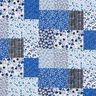 Tecido de algodão Cretone Look patchwork – branco/azul,  thumbnail number 1