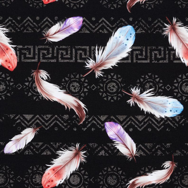 French Terry Penas Boho | Glitzerpüppi  – preto/lagosta,  image number 1