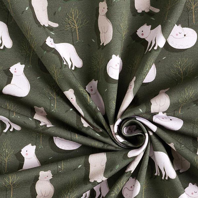 Jersey de algodão orgânico Raposa-do-ártico e marmota Impressão Digital – pinheiro escuro,  image number 3