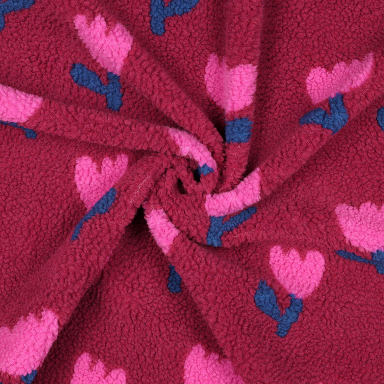 Tecido de pelúcia Teddy Túlipas | Poppy Fabrics – carmin,  image number 3