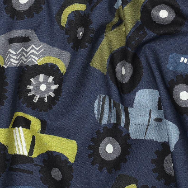 Popelina de algodão Monster trucks | Poppy Fabrics – azul-marinho,  image number 2