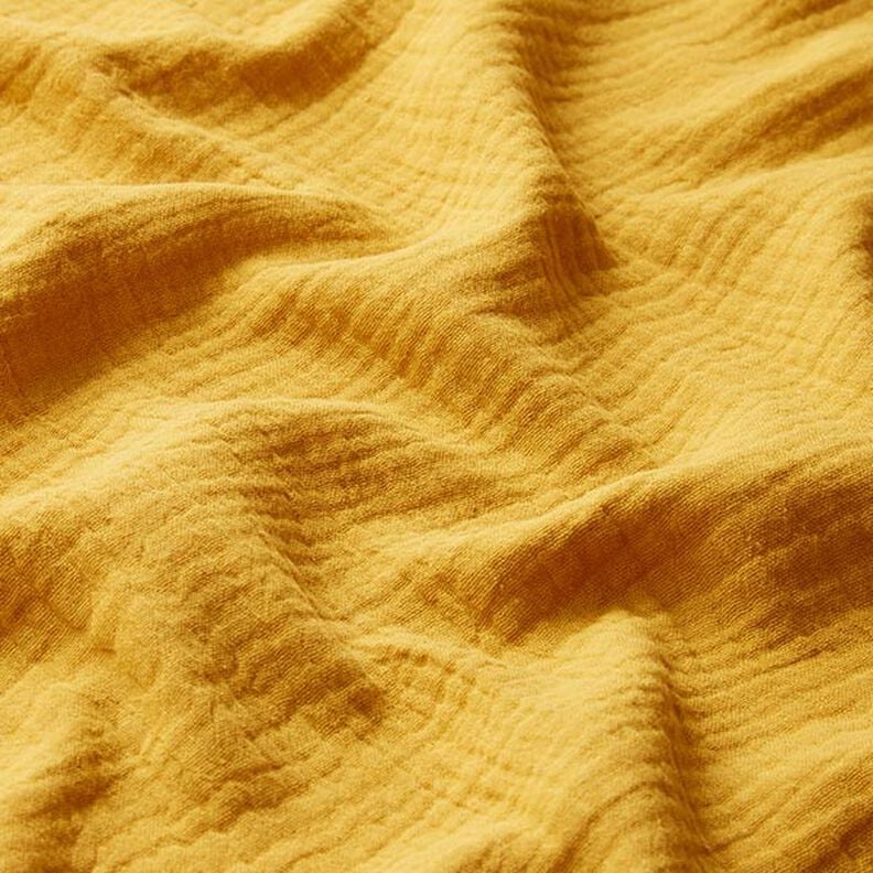 GOTS Musselina/ Tecido plissado duplo | Tula – amarelo-caril,  image number 3