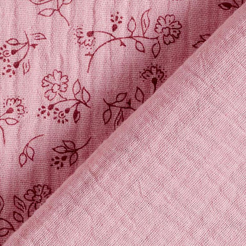Musselina/ Tecido plissado duplo Pequenas gavinhas florais – rosa,  image number 4