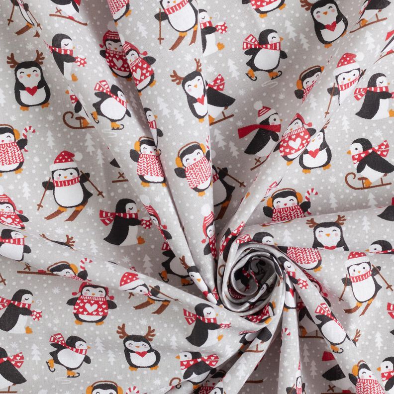 Tecido de algod&atilde;o Cretone Pinguins &ndash; cinzento-prateado,  image number 3