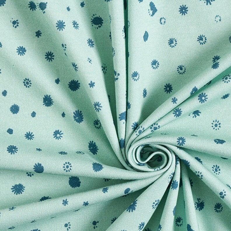 GOTS Jersey de algodão Cabeça de papoila | Tula – verde pastel/azul petróleo,  image number 3