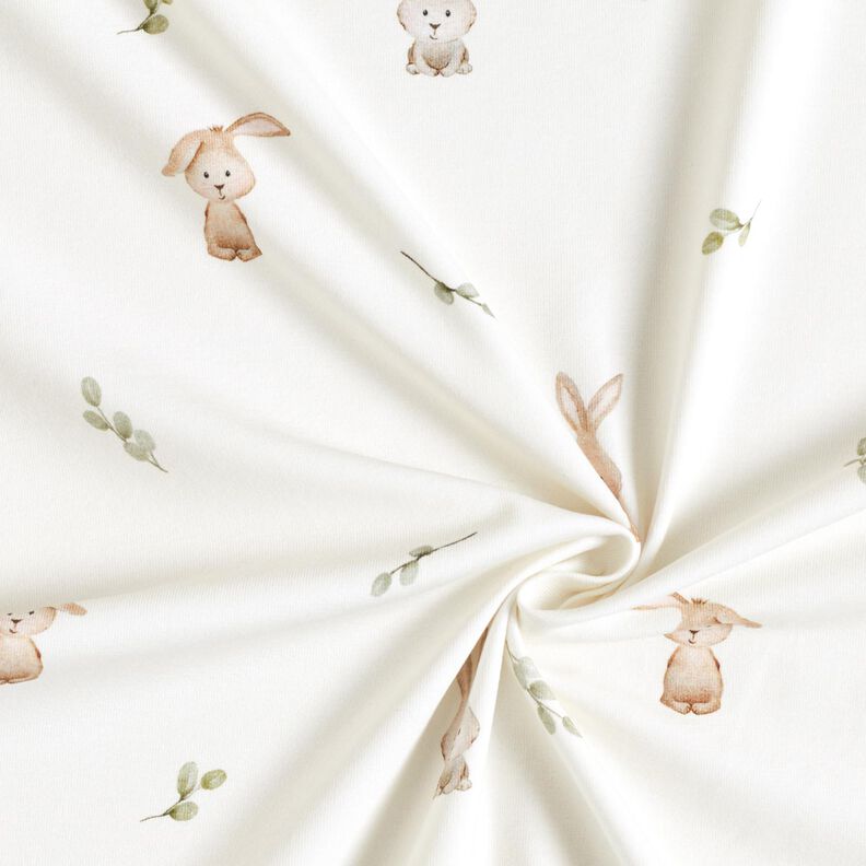 GOTS Jersey de algodão Coelhinho fofo Impressão Digital – marfim,  image number 3