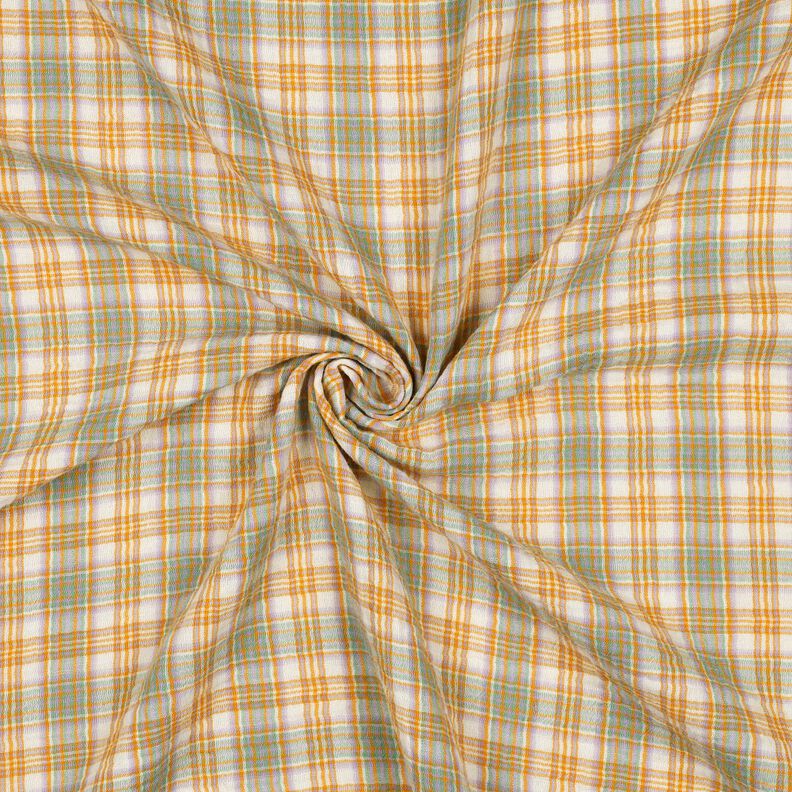 Musselina/ Tecido plissado duplo Xadrez | Poppy Fabrics – amarelo-caril/salva,  image number 3