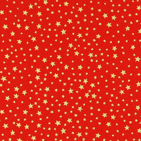 Tecido de algodão Cretone Céu estrelado natalício, pequeno – vermelho/dourado, 