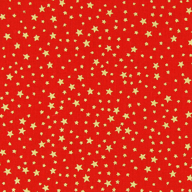 Tecido de algodão Cretone Céu estrelado natalício, pequeno – vermelho/dourado,  image number 1