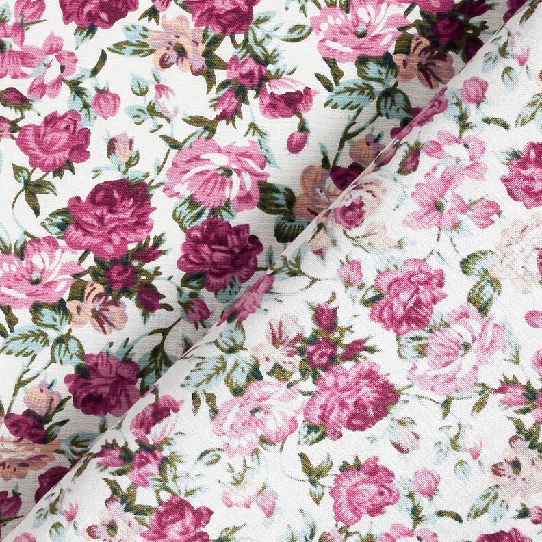 Popelina de algod&atilde;o Rosas selvagens &ndash; branco/malva,  image number 4