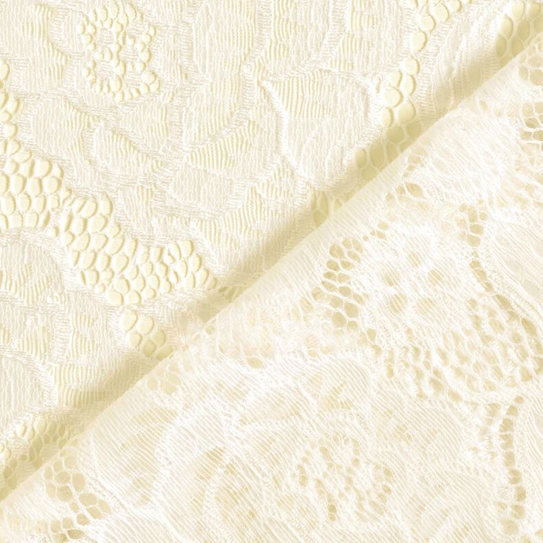 Renda elástica Flores e folhas – branco sujo,  image number 5