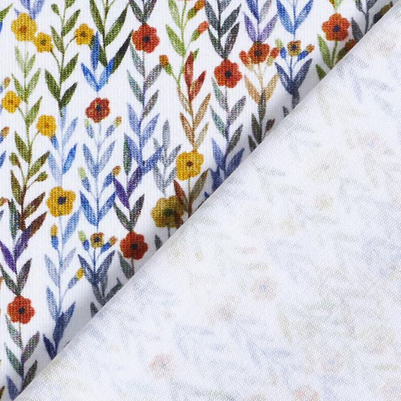 Jersey de algodão orgânico Prado de flores Impressão Digital – branco sujo,  image number 4