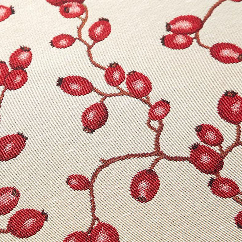 Tecido para decoração Gobelina Rosa mosqueta – bege claro/vermelho,  image number 10