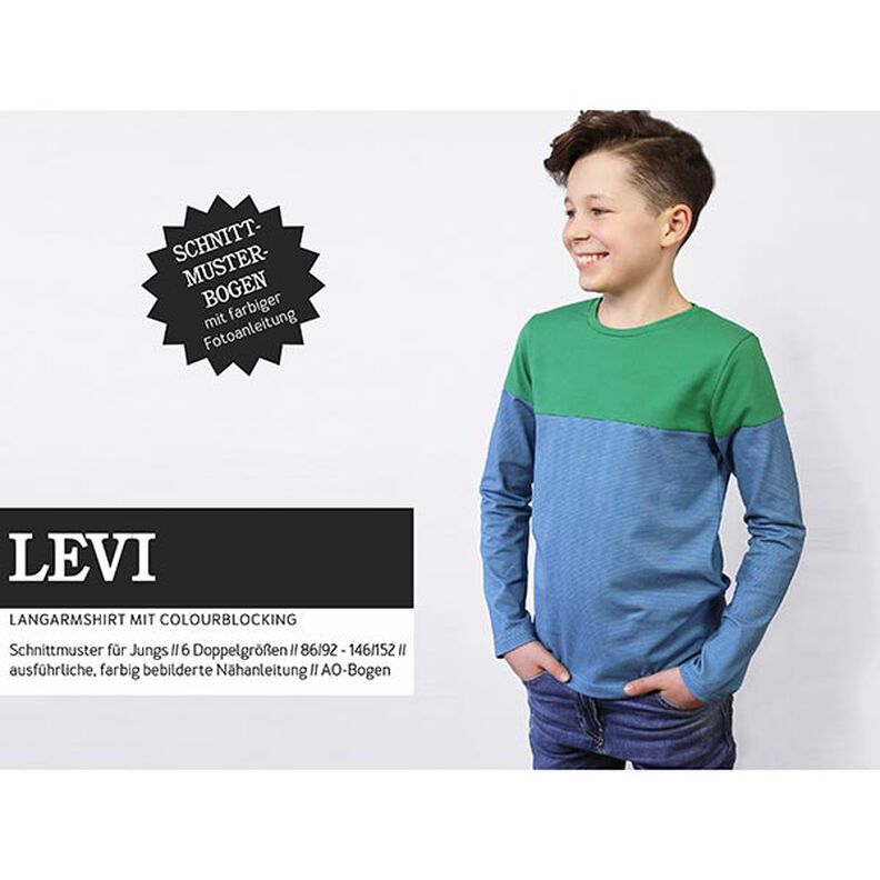 LEVI - Camisa de manga comprida com bloqueio de cores, Studio Schnittreif  | 86 - 152,  image number 1
