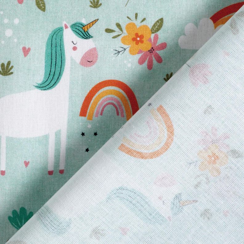 Popelina de algodão Unicórnio no mundo do arco-íris Impressão Digital – azul-gelo,  image number 4