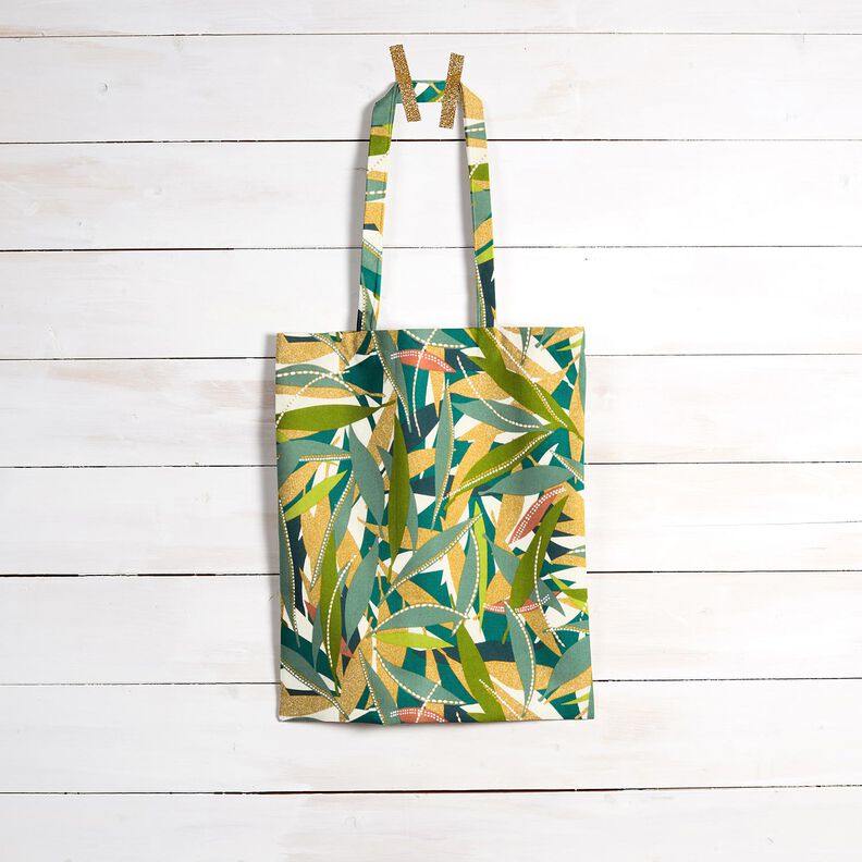 Algodão revestido Folhas delicadas – pinheiro azul/amarelo-caril,  image number 8