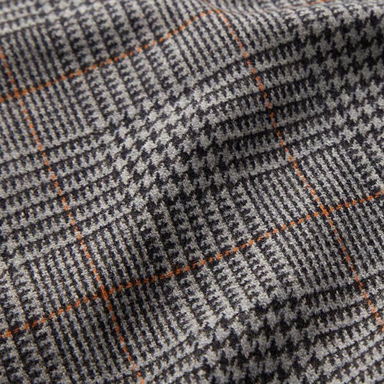 Tecido de lã Príncipe de Gales – cinzento escuro/laranja,  image number 2
