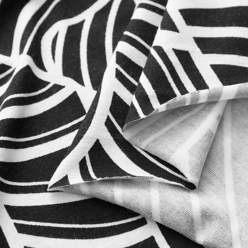 Jersey de viscose Folhas abstratas – preto/branco,  image number 3