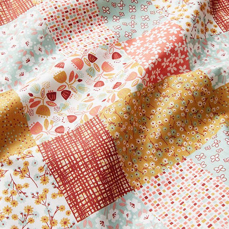 Tecido de algodão Cretone Look patchwork – branco/salmão,  image number 2
