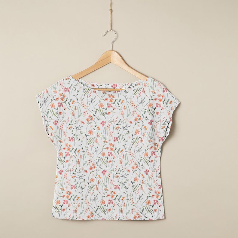 GOTS Jersey de algodão Prado de flores silvestres Impressão Digital – marfim,  image number 5