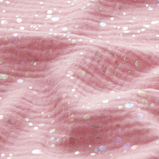 Musselina/ Tecido plissado duplo Confete Estampado prateado – rosa, 