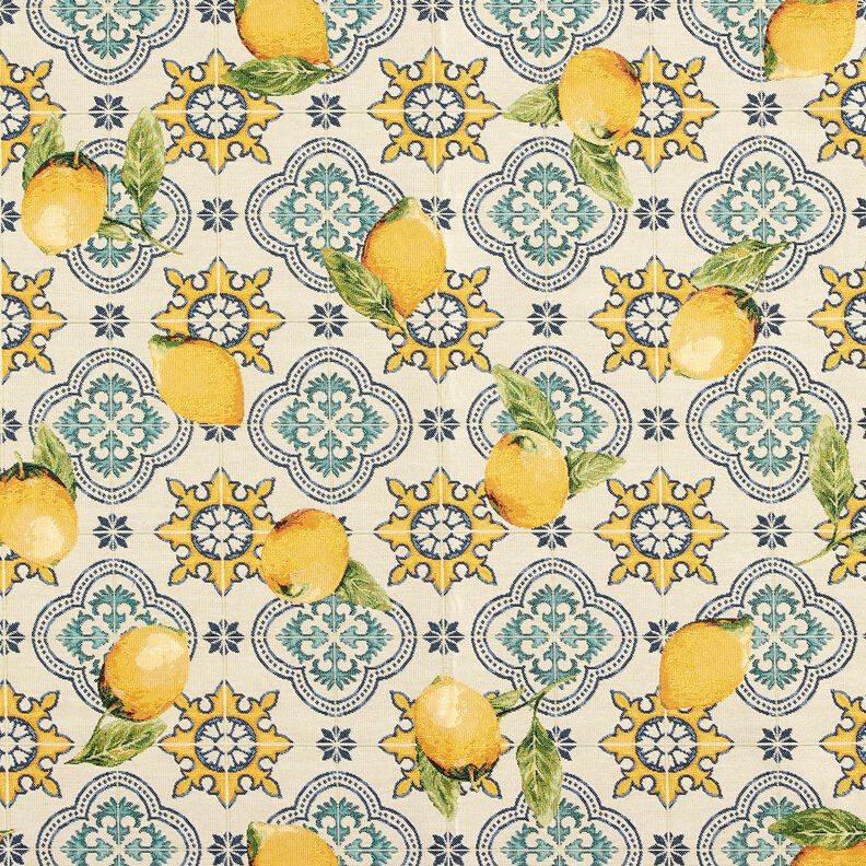 Tecido para decoração Gobelina Azulejos de limão – natural/amarelo-limão,  image number 1
