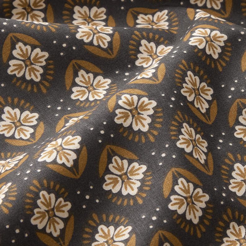 Tecido de algodão Cretone Azulejos floridos – granito,  image number 2