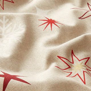 Tecido para decoração Meio linho Panamá Estrelas brilhantes – dourado/vermelho, 