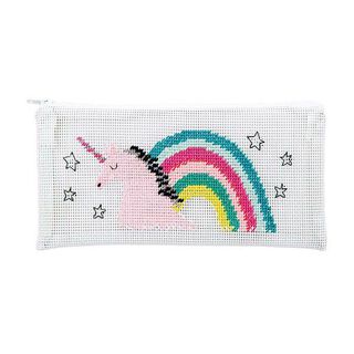 Kit de bordar estojo de unicórnio 10x21 cm | Rico Design – branco/rosa, 
