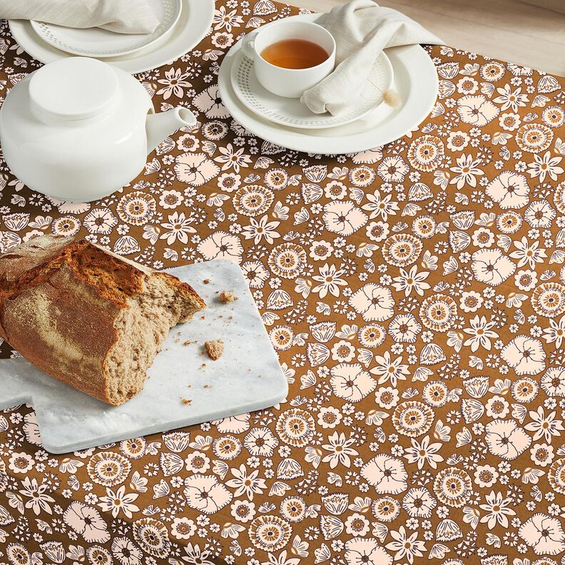 Tecido de algod&atilde;o Cretone Flores retro &ndash; oliva/ros&eacute;,  image number 5