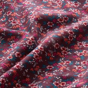 Jersey de algodão Mar de florzinhas – merlot/cor de coral, 
