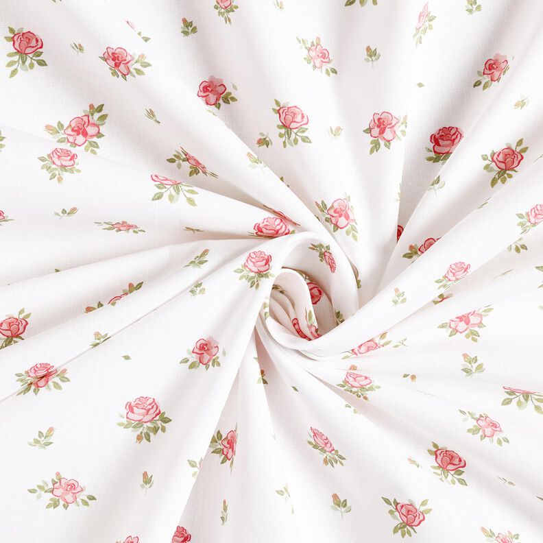 Popelina de algodão Rosas delicadas – vermelho/branco,  image number 3