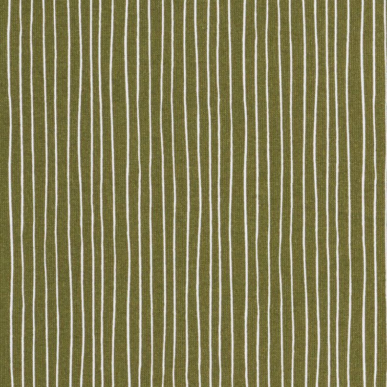 Tecido de algodão Cretone Linhas delicadas – oliva escura/branco,  image number 1