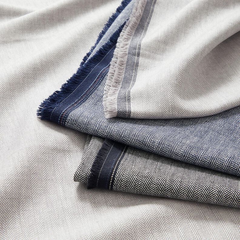 Mistura de linho e algodão Espinha de peixe – preto,  image number 5