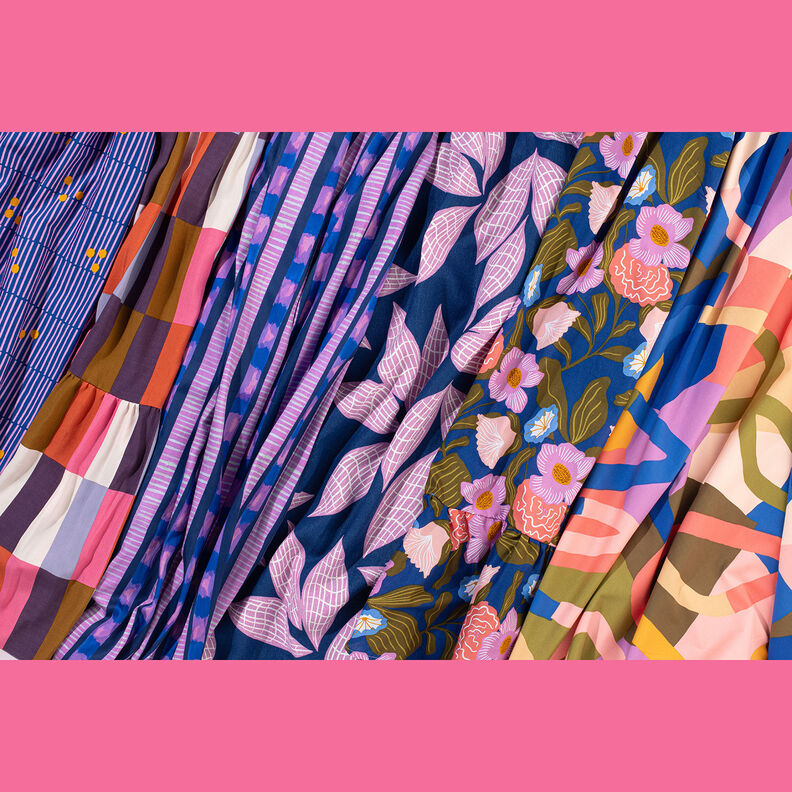 Cetim de algodão Riscas | Nerida Hansen – azul-marinho/pink,  image number 7