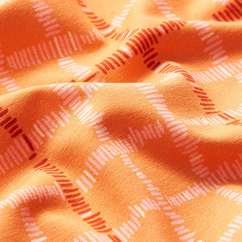 GOTS Jersey de algodão Checks | Tula – laranja/terracota,  image number 2