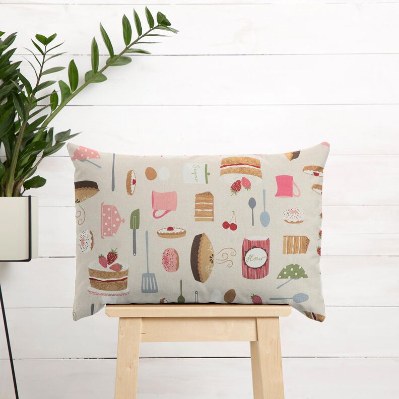 Tecido para decora&ccedil;&atilde;o Meio linho Panam&aacute; Bolos e tortas &ndash; bege claro/rosa,  image number 7