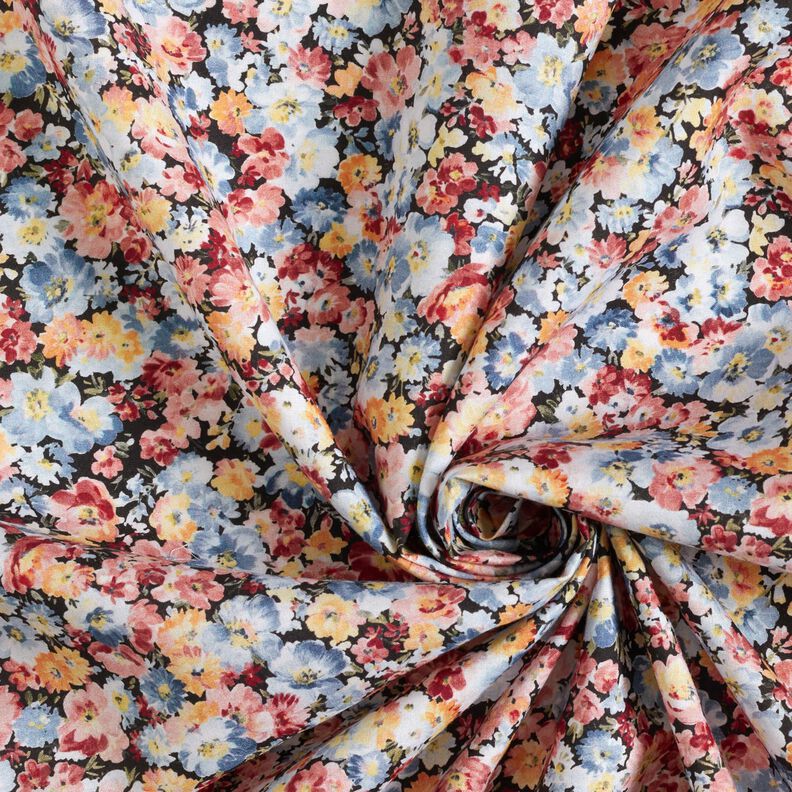 Tecido de viscose Prado de flores – jeans azul claro/preto,  image number 3