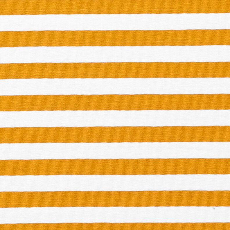 Jersey de algodão Riscas largas – mostarda/branco,  image number 1