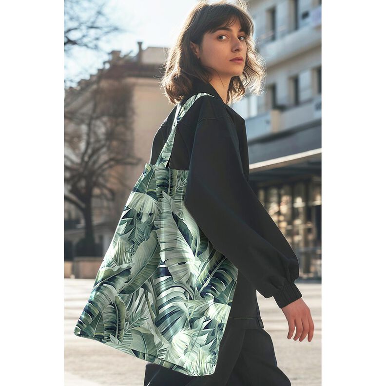 Tecido para decoração Lona Folhas de palmeira pintadas – marfim/eucalipto,  image number 5