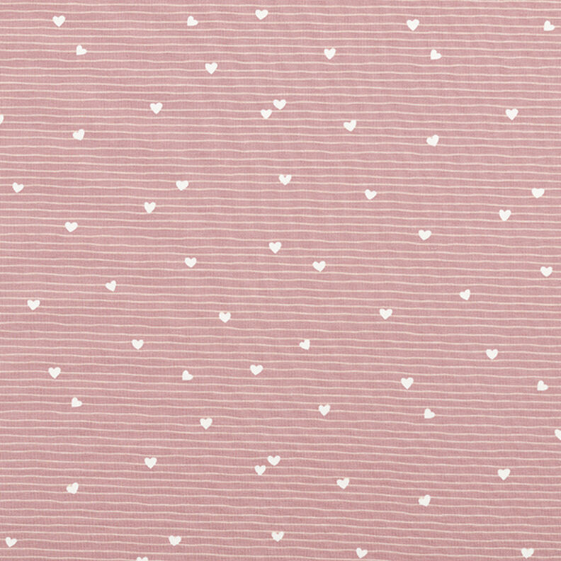 Jersey de algodão Corações e riscas  – rosa-velho claro,  image number 1