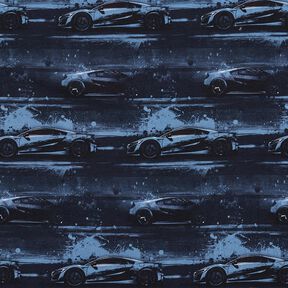 Jersey de algodão Carro de corrida Impressão Digital – preto azulado, 