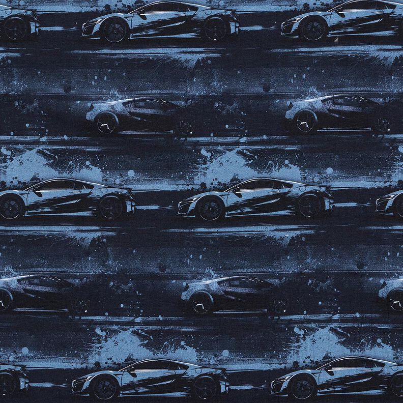 Jersey de algodão Carro de corrida Impressão Digital – preto azulado,  image number 1