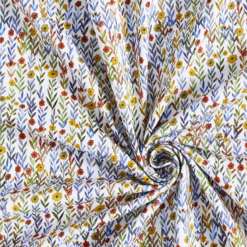 Jersey de algodão orgânico Prado de flores Impressão Digital – branco sujo,  image number 3
